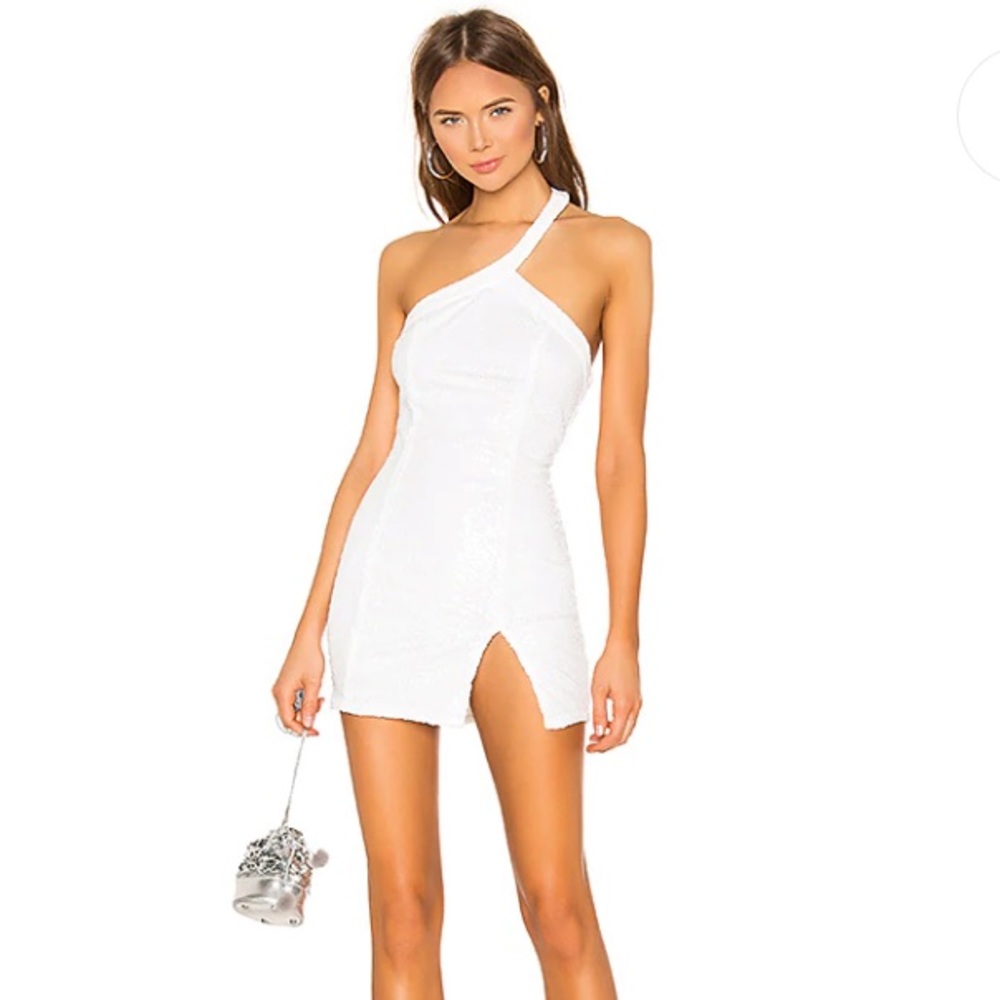 Superdown Revolve Cicely White Sequin Mini Dress